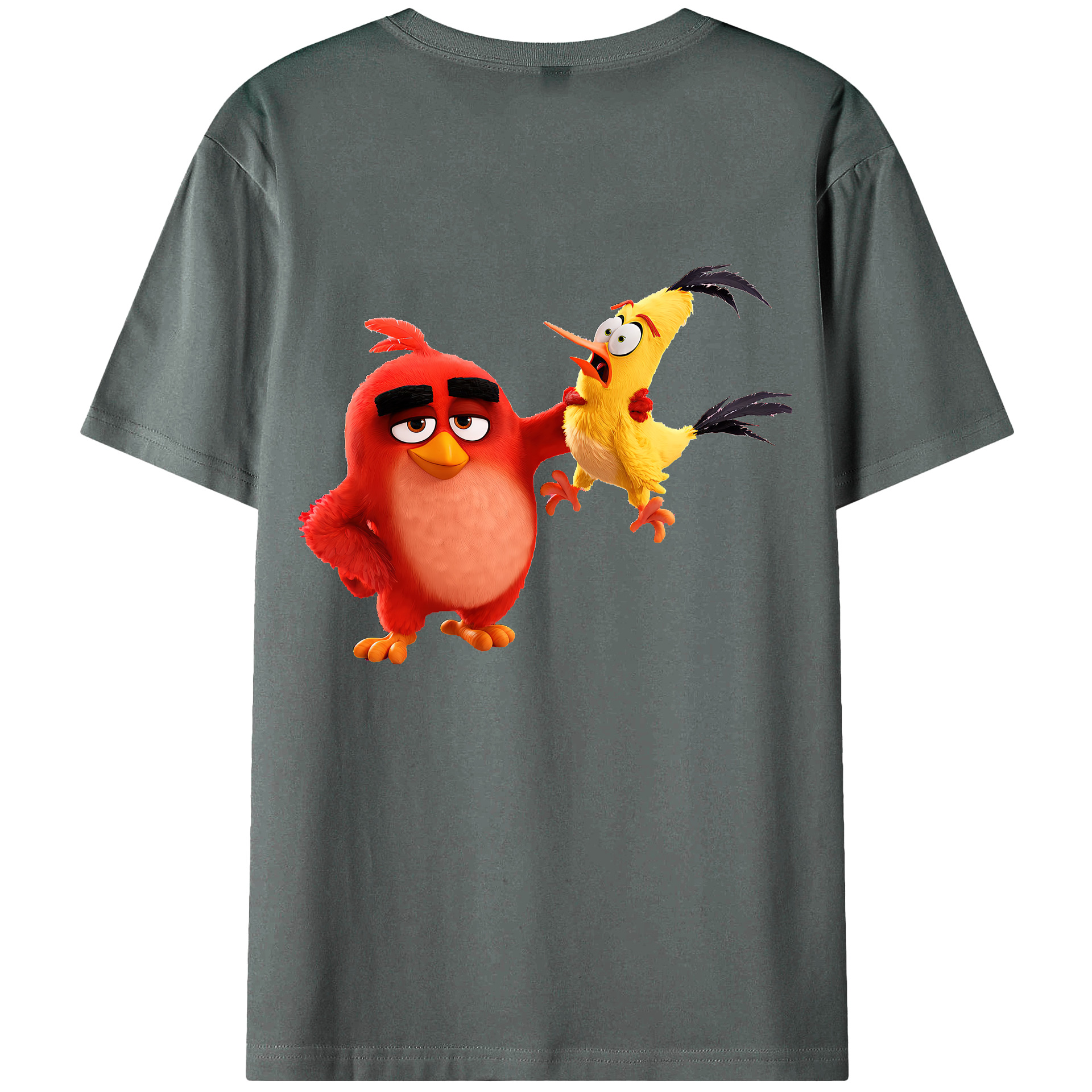 （画像用） Angry Birds アングリーバード 綿100％ メンズ半袖Tシャツ（バックプリント） 通気性